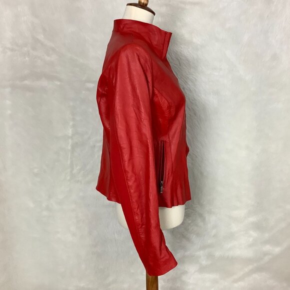 Cigno Nero Lene Red Leather Jacket 8 - Picture 6 of 10